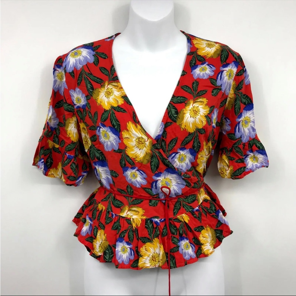The Fifth Label Floral Wrap Blouse Large - Picture 3 of 6